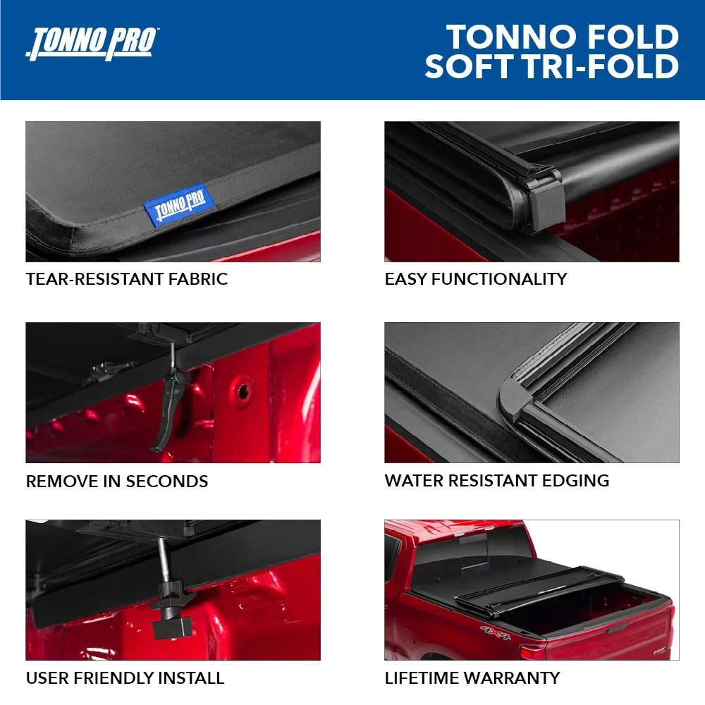 Tonno Pro Tonno Fold, Soft Folding Truck Bed Tonneau Cover | 42-318 | Fits 2019 - 2023 Ford Ranger 6' 1" Bed (72.7")