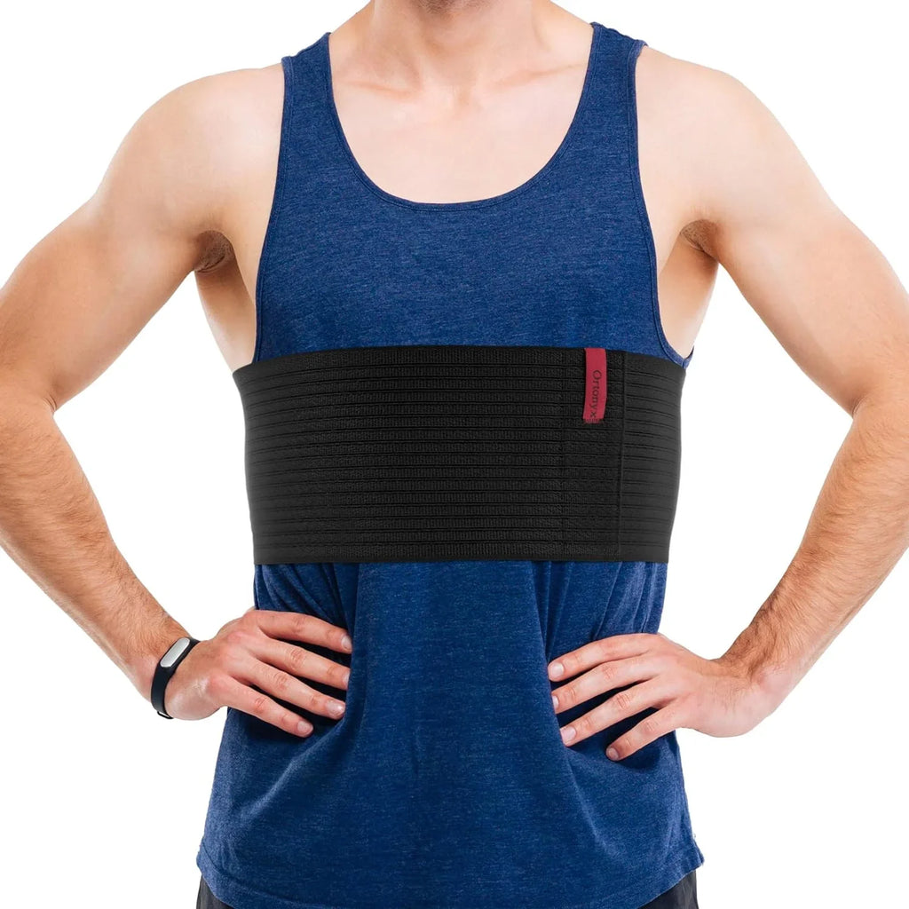 6.25" Broken Rib Brace Unisex - Elastic Chest Wrap Comppression Support Belt - Rehabilitation of Cracked, Fractured, Dislocated Ribs Post-Surgery Aid Plus Size 3XL Black / ACOX5226--3XL