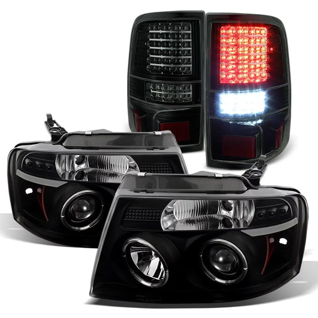 For 04-08 F150 Black Smoke Halo Projector  Headlights + Full  Taillights Fits select: 2004-2008  F150