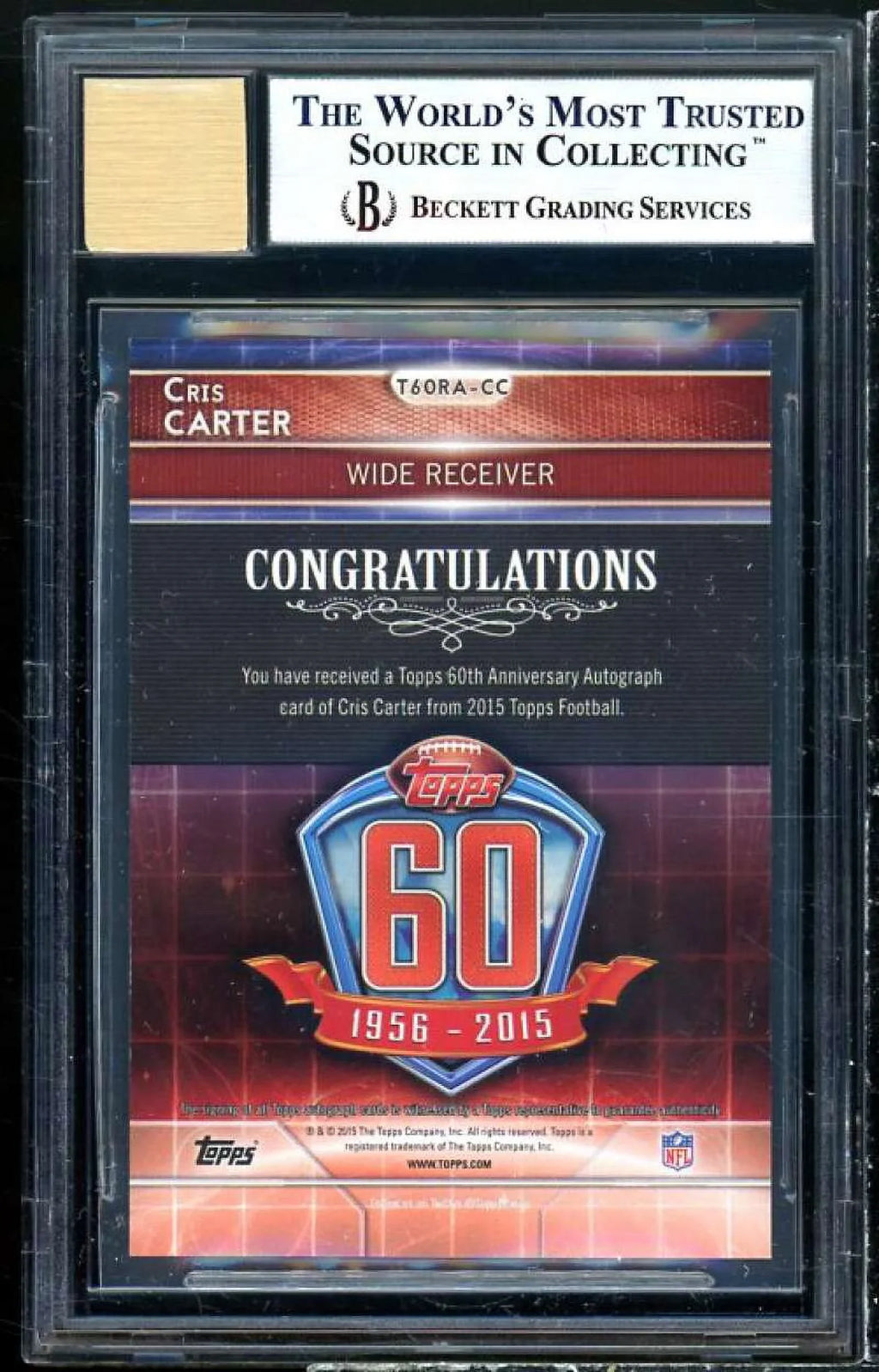 Cris Carter 2015 Topps Anniversary Rookie Reprint Autographs #160RACC  8.5
