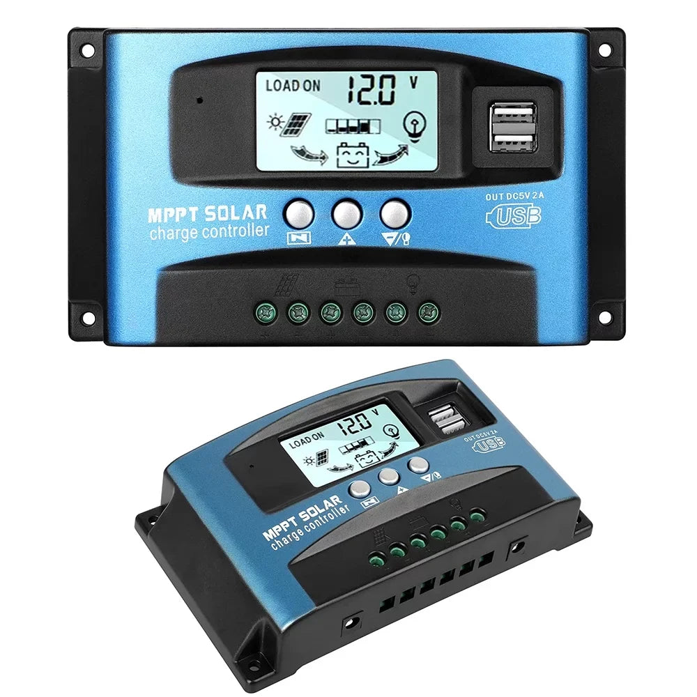 30A  Solar Charger Controller, Solar Panel Regulator Charge Controller, High Charging Efficiency, Dual ,  Control, Build-in Timer(Blue)