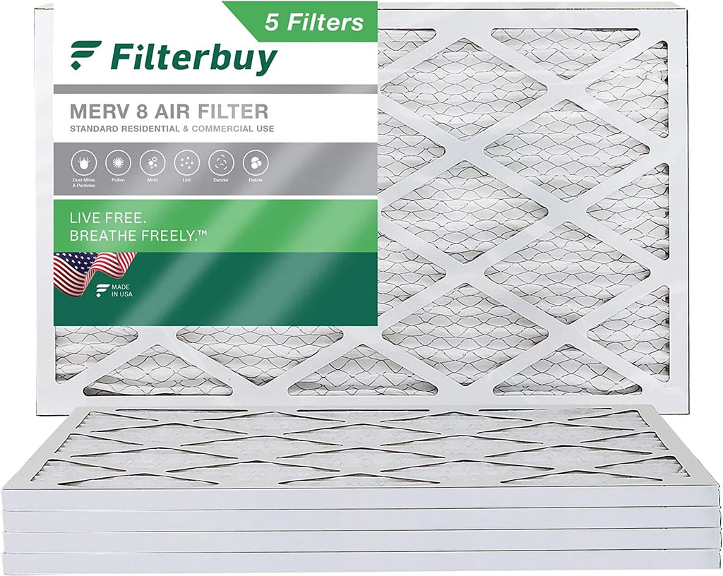 Filterbuy 15x28x1  8 Pleated   Furnace Air Filters (5-Pack)