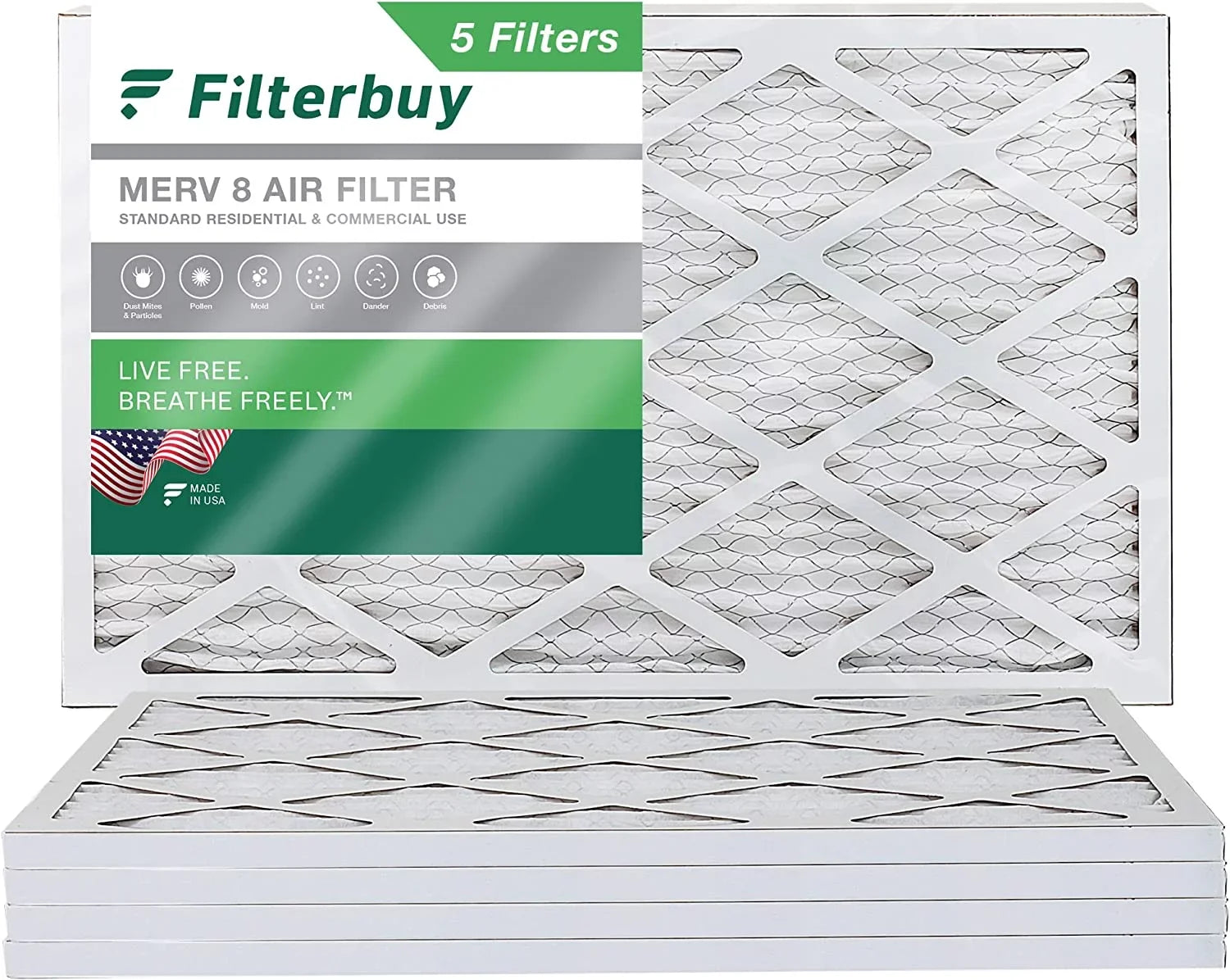 Filterbuy 15x28x1  8 Pleated   Furnace Air Filters (5-Pack)
