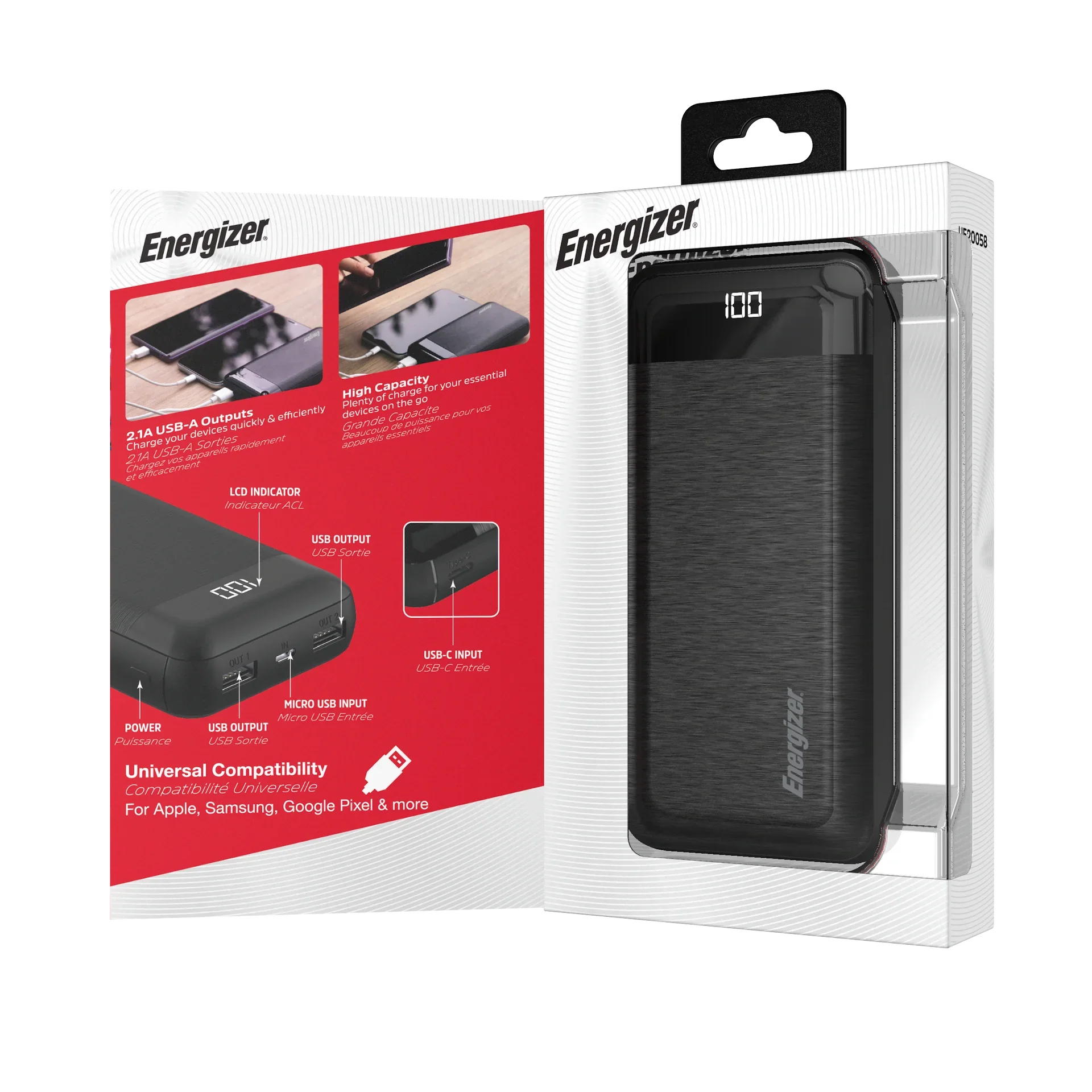 Energizer 20,000 mAh Max Power Bank, Black, UE20058