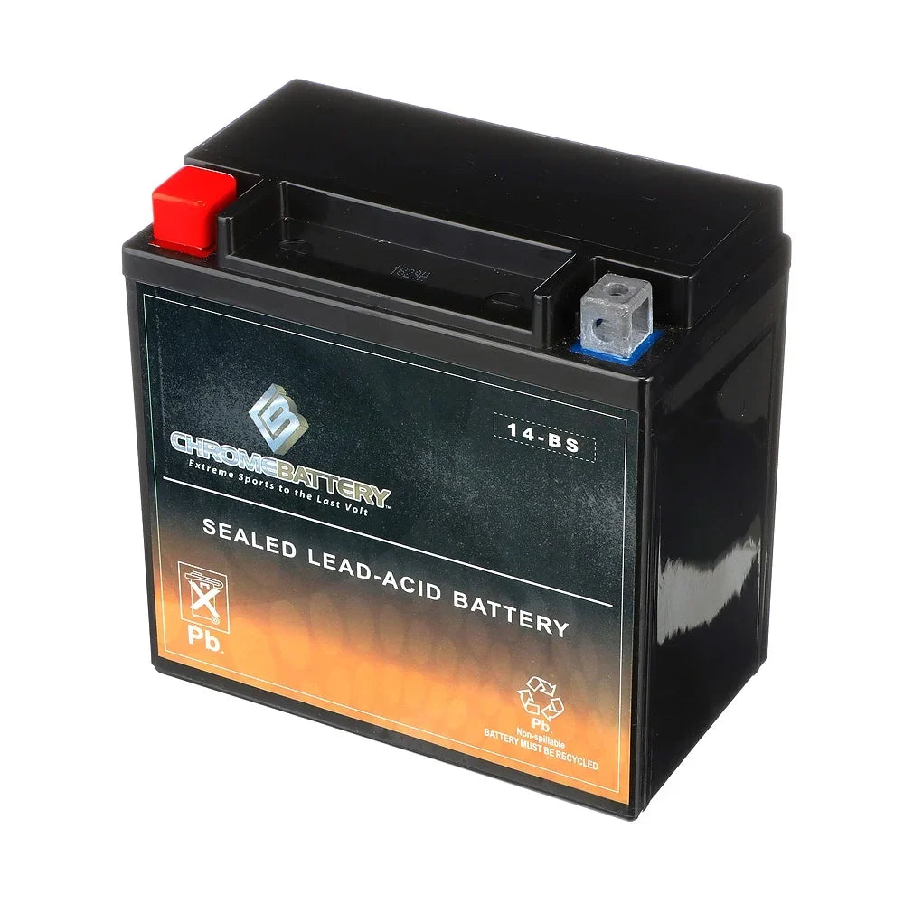 Chrome Battery YTX14- (14- 12 Volt,12 Ah, 200 ) Motorcycle Battery for Honda Vt1100c, C3, T Shadow (spirit, Aero, A. C. E. Tourer) 1100cc 01-'07