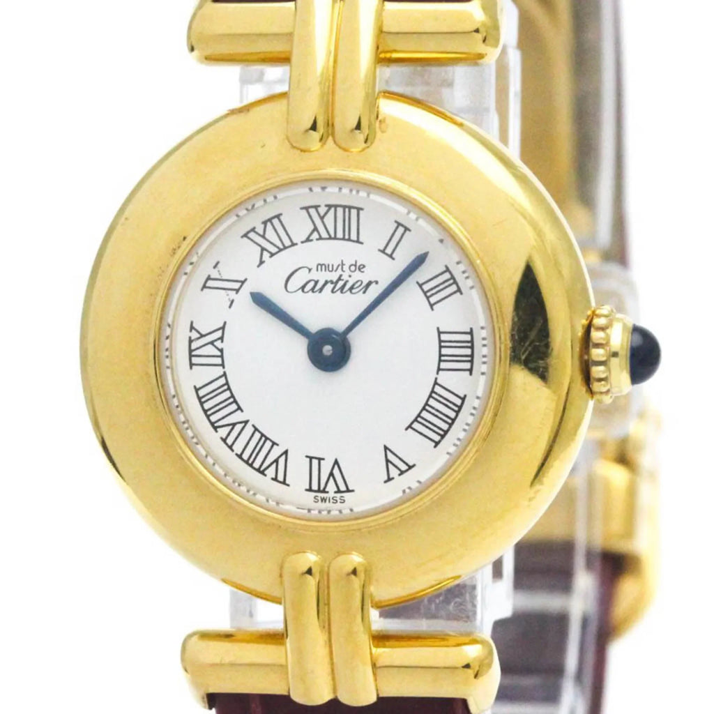 Pre-Owned  Must Colisee Gold Plated Leather Quartz Ladies Watch BF568960 (Good)