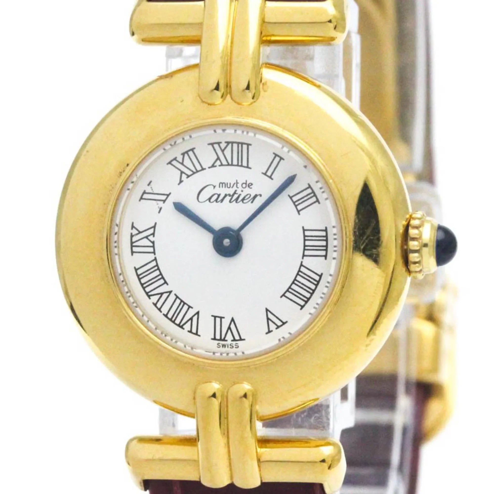 Pre-Owned  Must Colisee Gold Plated Leather Quartz Ladies Watch BF568960 (Good)