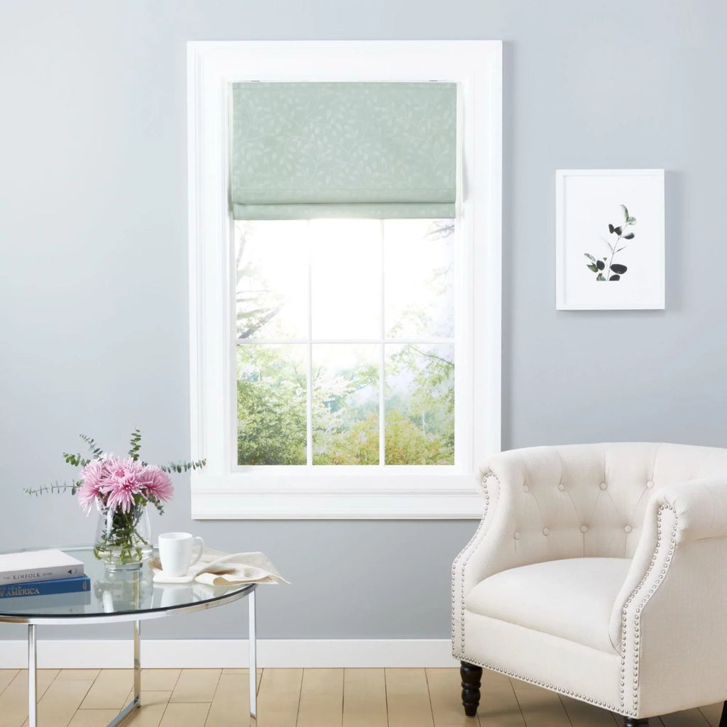 Exclusive Home Bolan Botanical Total Blackout Roman Shade, 34"x 64", Sage