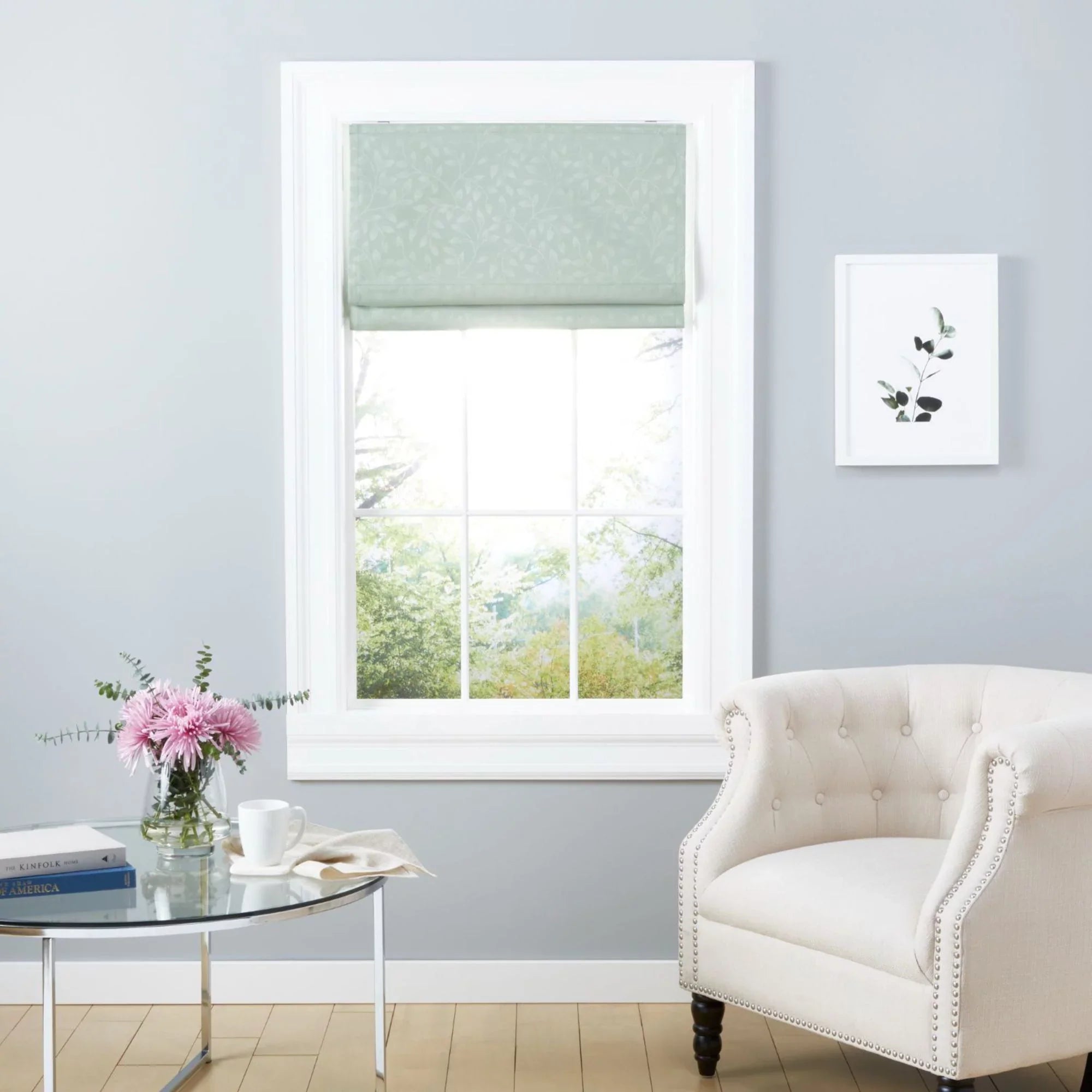 Exclusive Home Bolan Botanical Total Blackout Roman Shade, 34"x 64", Sage