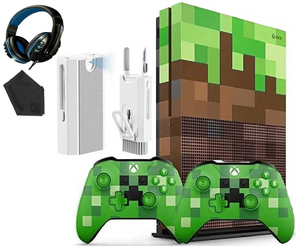 Microsoft Xbox One X 1TB Gaming Console Mincraft with 2 Controller Headset Cleaning Kit