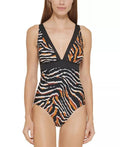 Tiger-Print One-Piece Swimsuit,  12