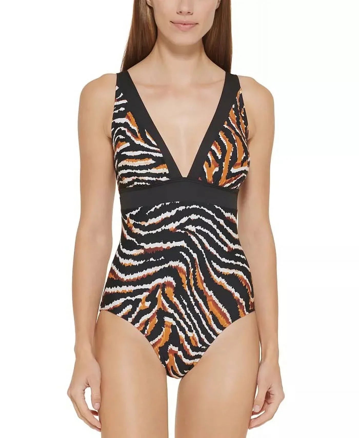 Tiger-Print One-Piece Swimsuit,  12