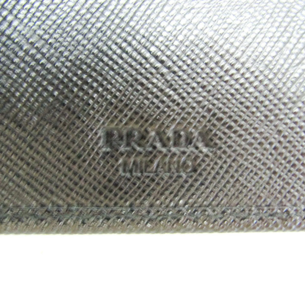 Pre-Owned Prada Saffiano 2M0836 Men's Leather Long Wallet (bi-fold) Black (Good)