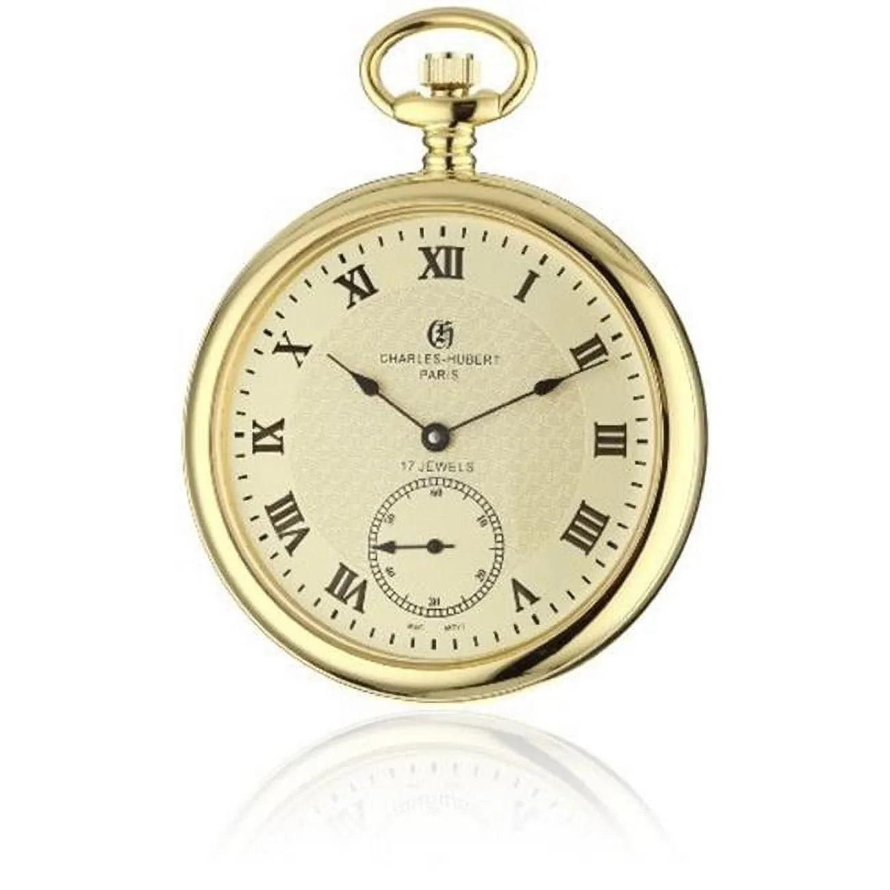 Unitron Enterprise  -Plated Stainless Steel Open Face Gold Dial Pocket Watch