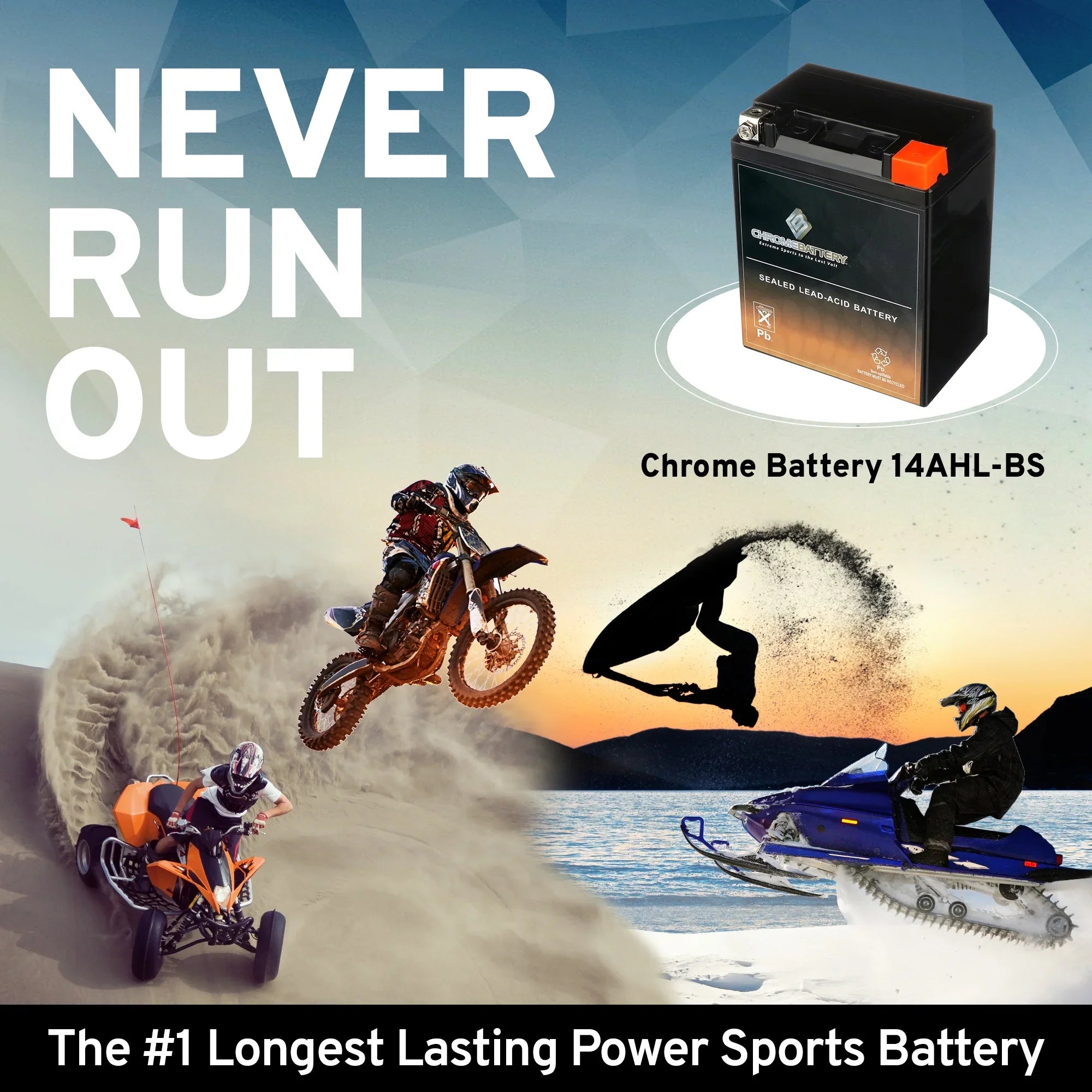 Chrome Battery YTX14AHL- (14AHL- 12 Volt,12 Ah, 210 ) Motorcycle Battery for Kawasaki 500cc Ex500-a 1993