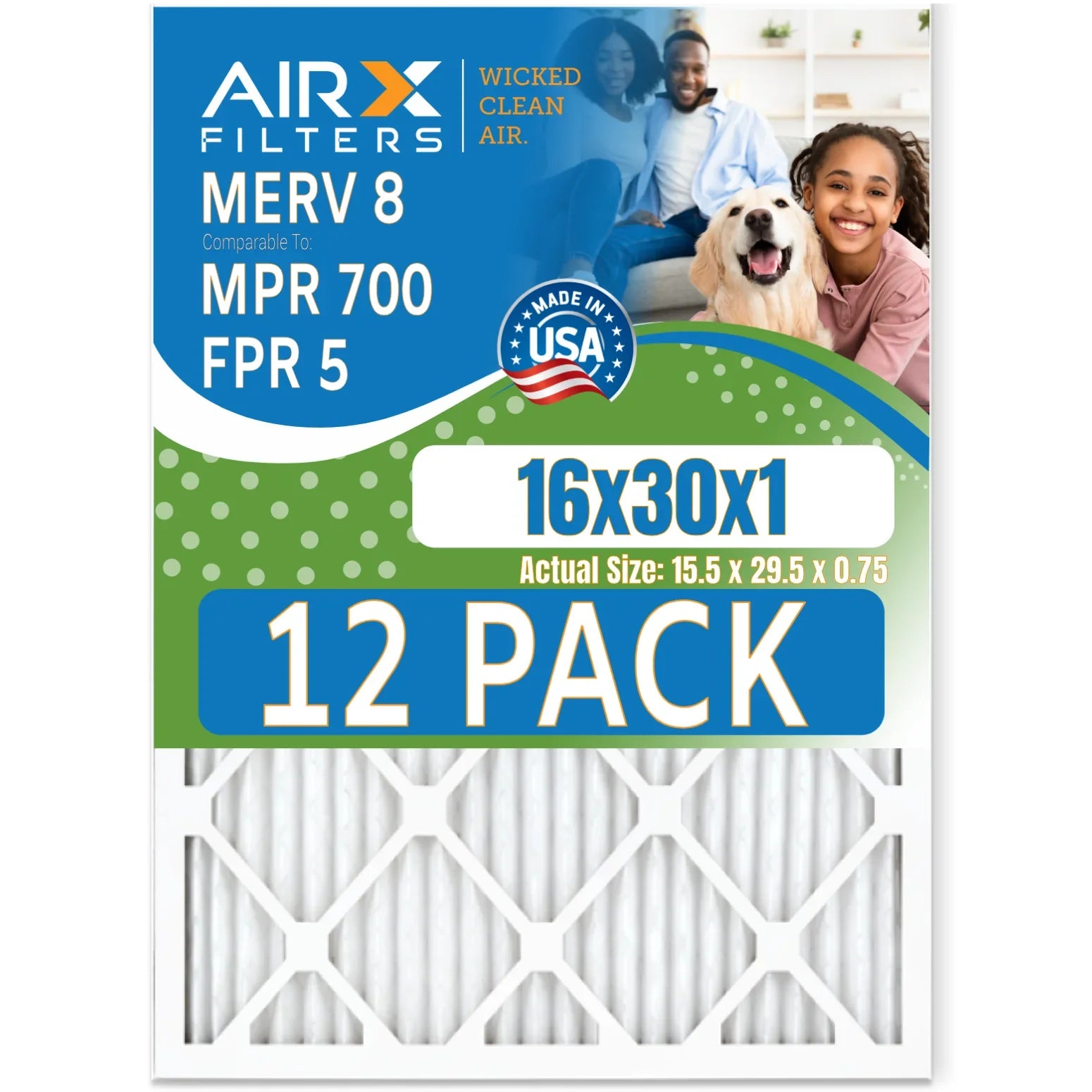 16x30x1 Air Filter  8 Rating, 12 Pack of Furnace Filters Comparable to  700 &  5 - Made in  by     .