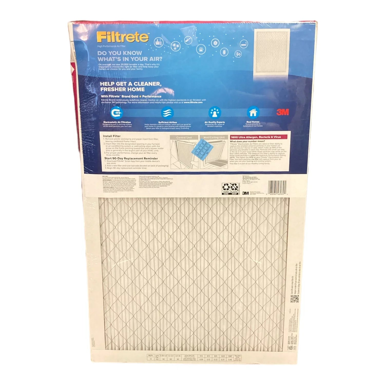 Filtrete Ultra Allergen 2X Bacteria & Virus Filter (1600 ) 25x16x1 (4 Pack)