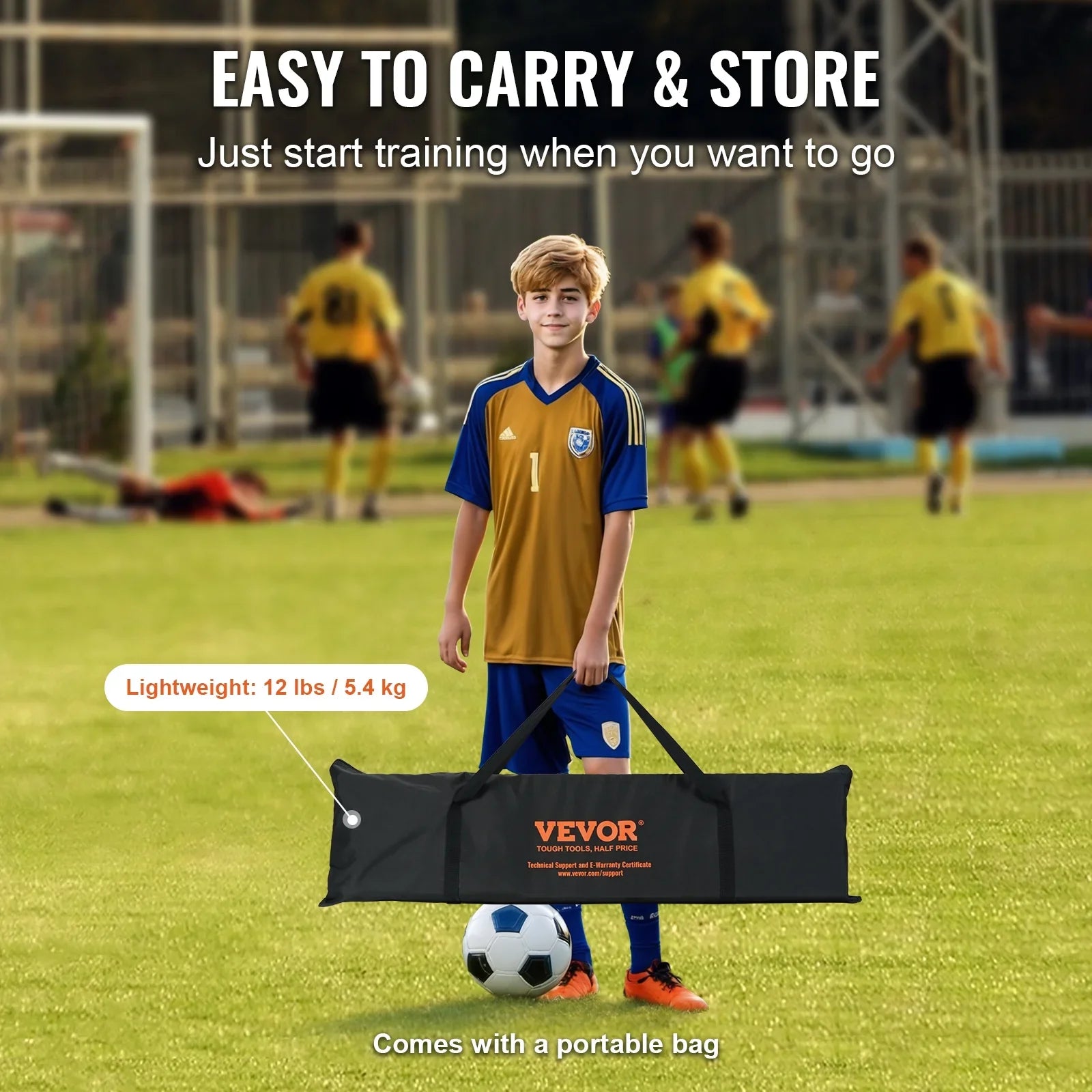 71"x40" Soccer Trainer 2--1 Portable Soccer Rebounder Net Portable Bag