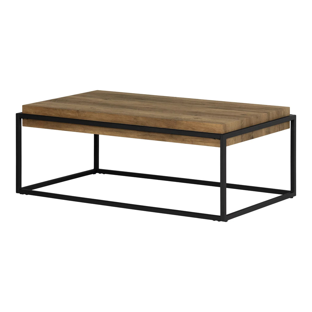 South Shore Mezzy, Urban Modern Industrial Coffee Table, Acacia Brown