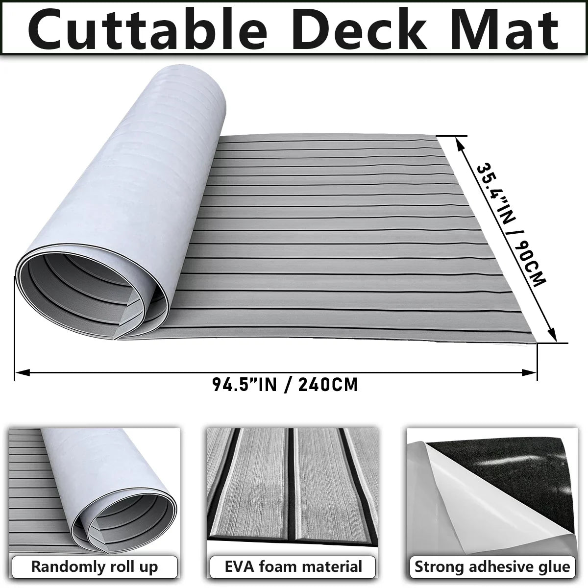 Foam Faux Teak Boat Decking Sheet/Carpet Self-Adhesive Non-Skid Fits for Sea Deck Marine Yacht  Boat Flooring Mats/Decking Pad 94"x 35"
