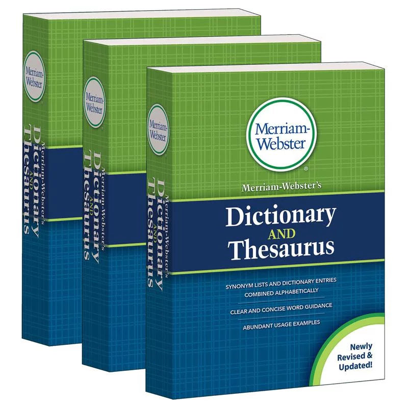 Merriam-Webster's Dictionary and Thesaurus Mass-Market Paperback 2020 Copyright Pack of 3