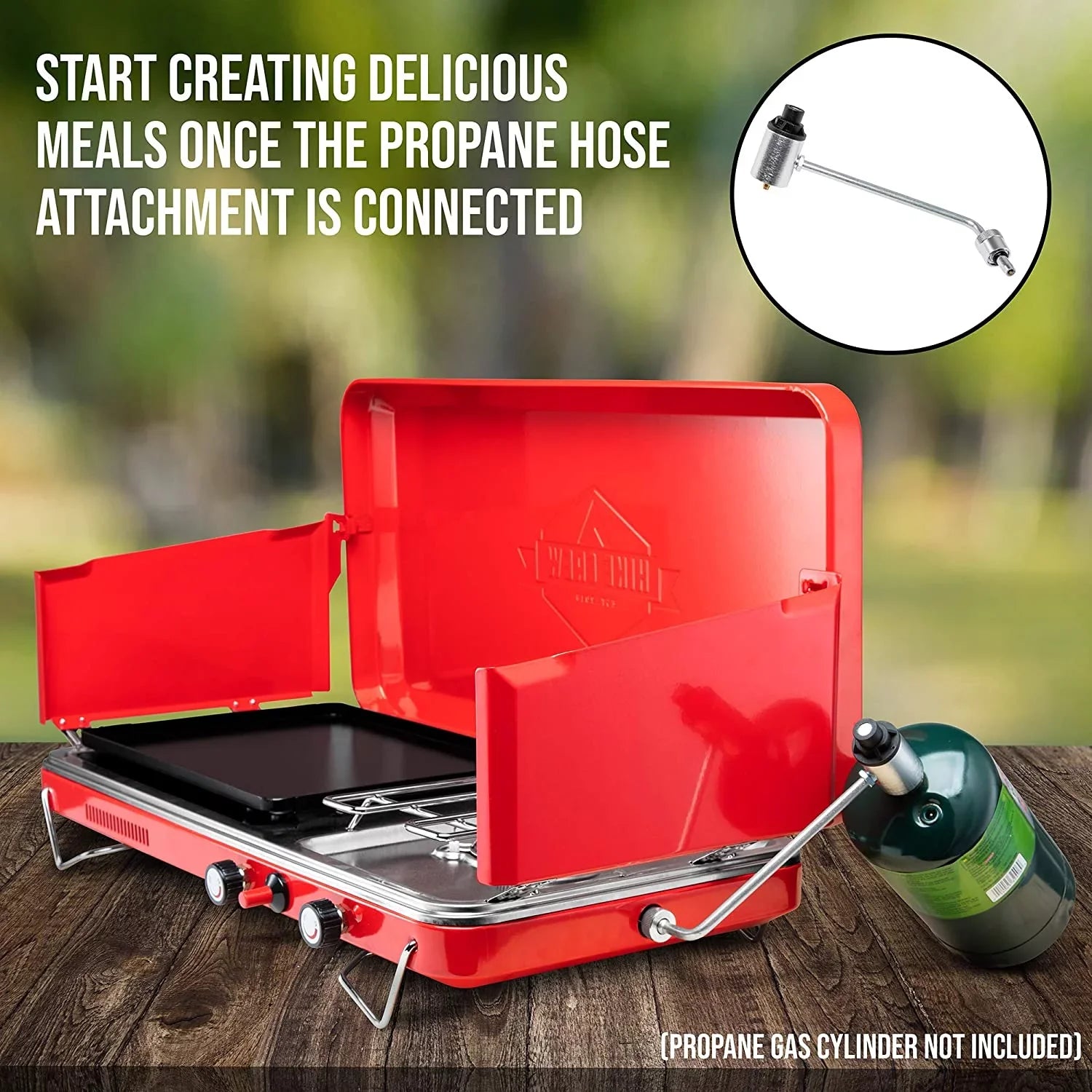 Hike Crew, 2in1 Gas Camping Stove, Portable Propane Grill/Stove, 2 Burners