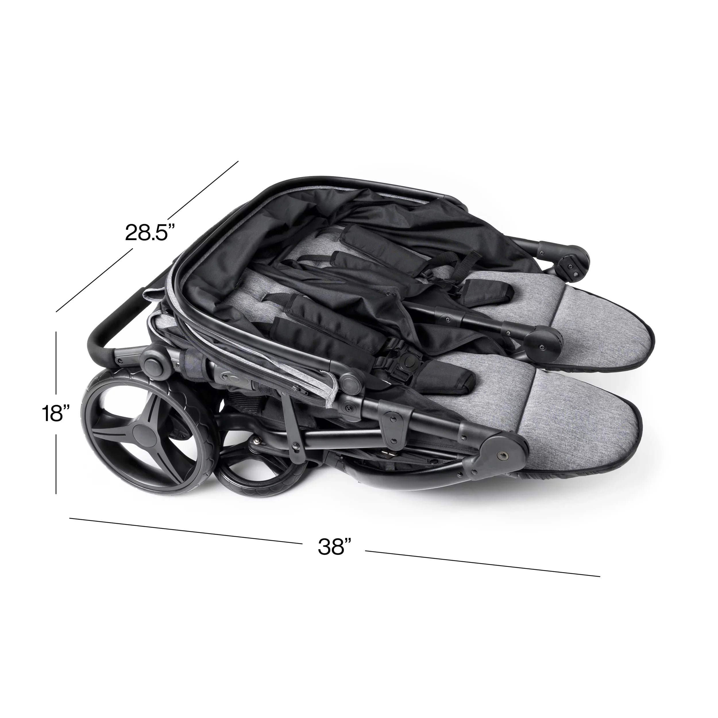 Gaggle Roadster Double Stroller with Expandable Canopy, Black/Gray