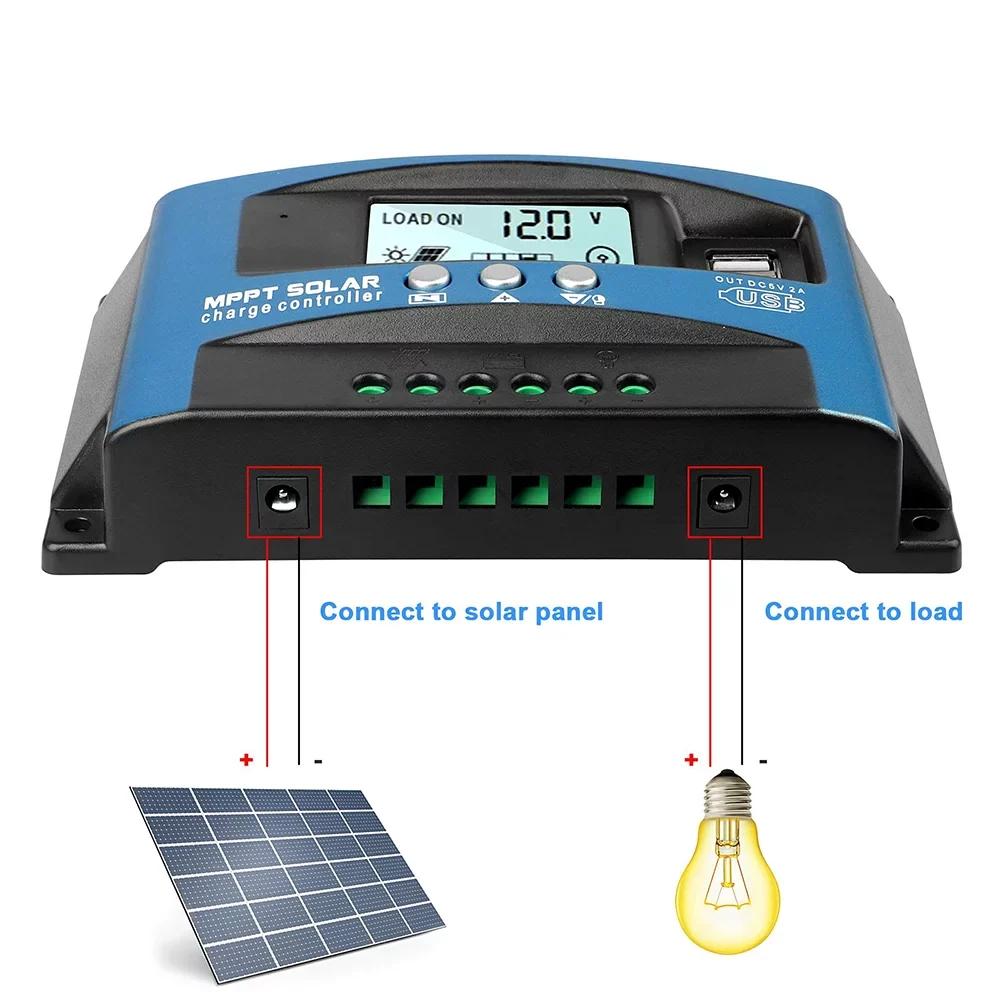 30A  Solar Charger Controller, Solar Panel Regulator Charge Controller, High Charging Efficiency, Dual ,  Control, Build-in Timer(Blue)