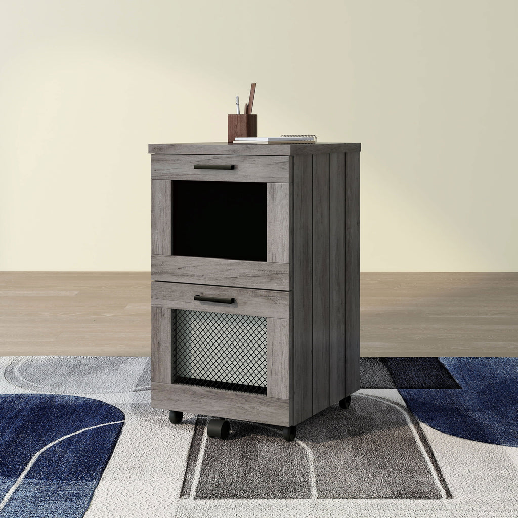 Denhour   Rustic Grey 2-Drawer File Cabinet by
