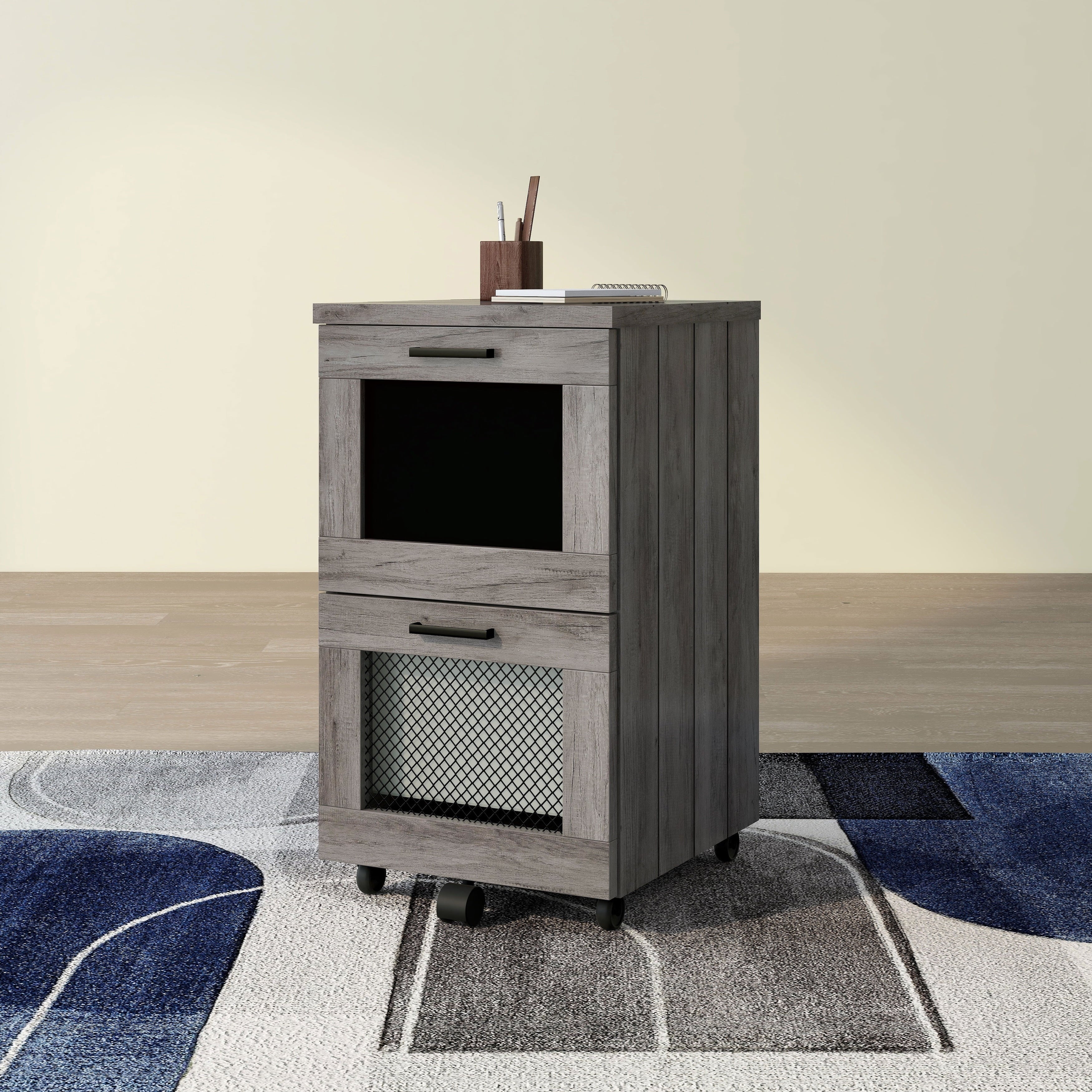 Denhour   Rustic Grey 2-Drawer File Cabinet by