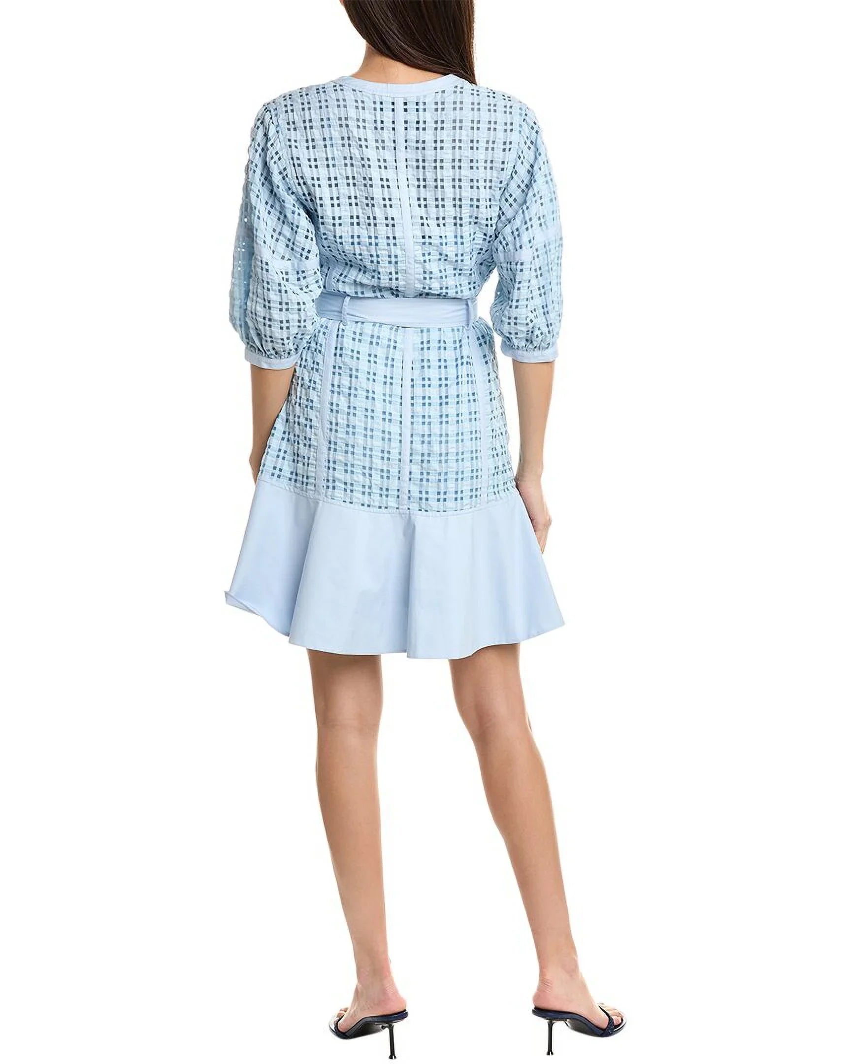 3.1 Phillip Lim womens  Taffeta Check Dress, 4, Blue