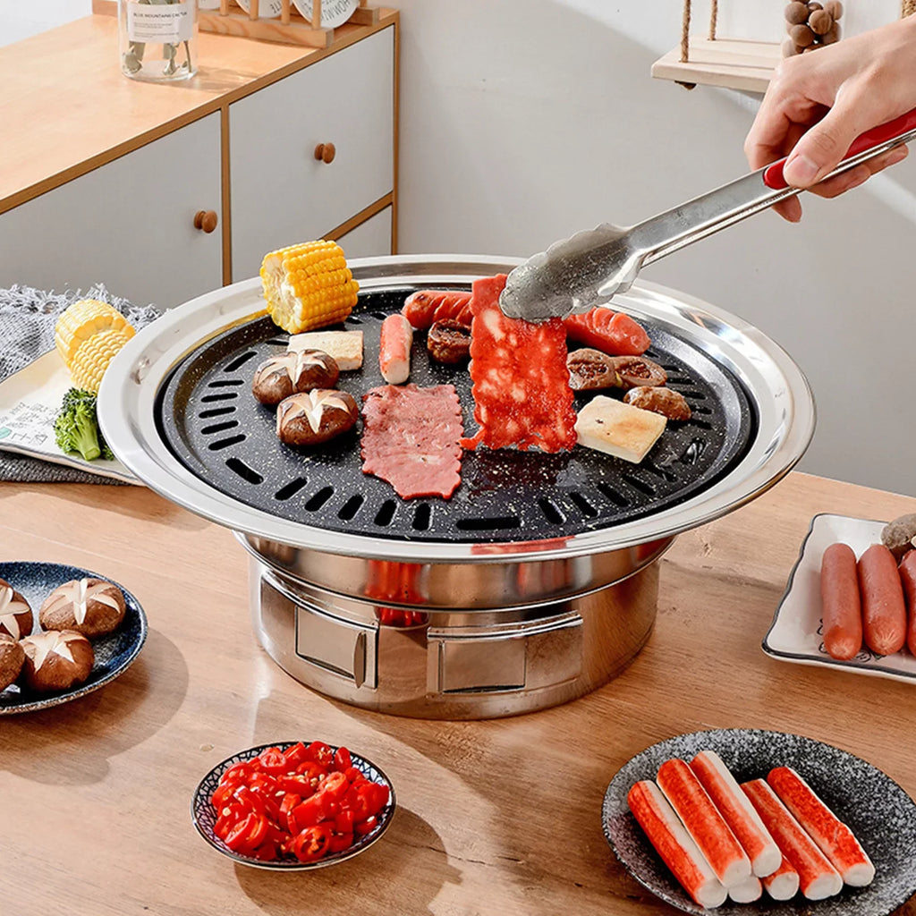 Multifunctional Round Smoker Grill with Grilled Net & Tray, Anself Grill Stove
