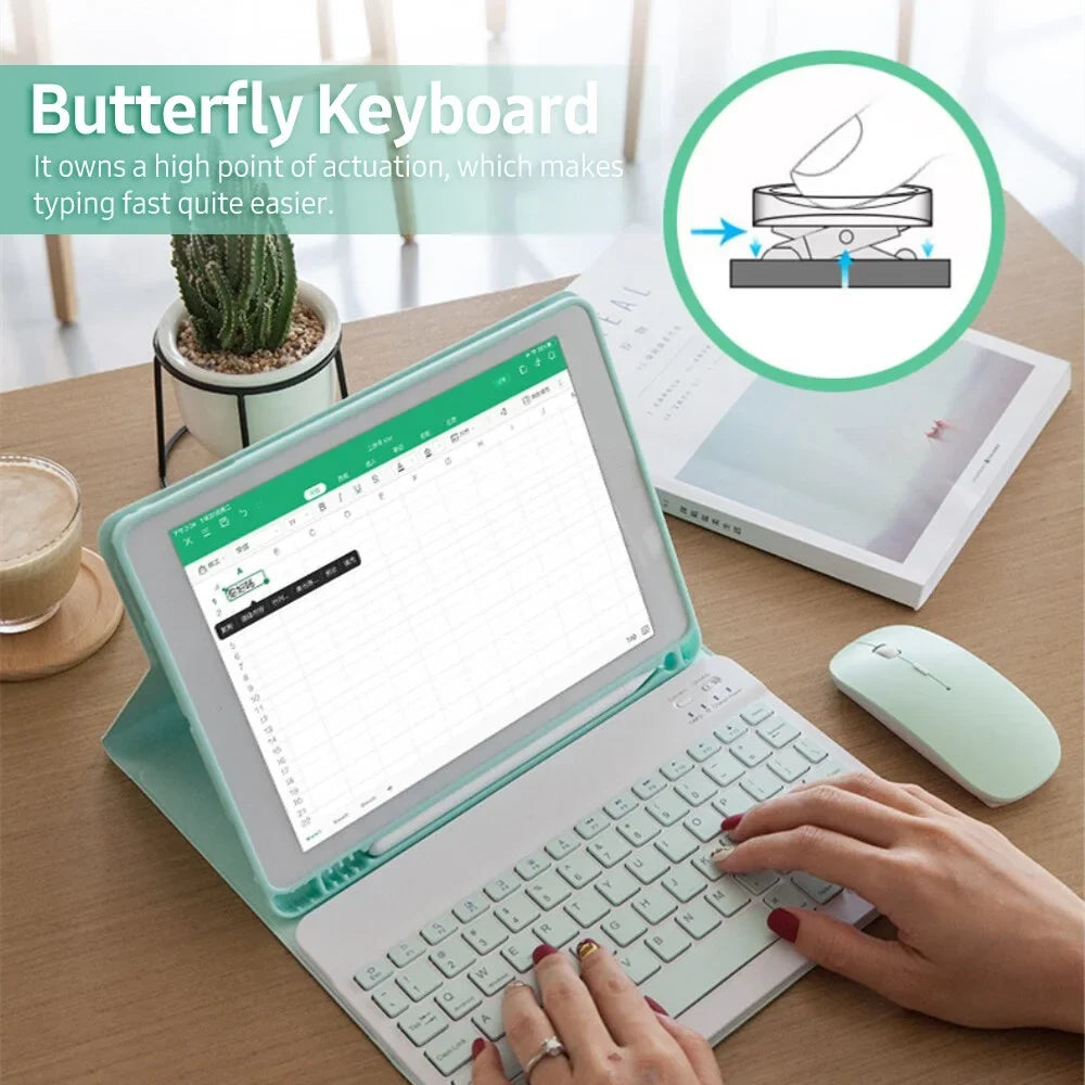 Detachable  Keyboard Case with Elastic Pen Slot Compatible with iPad Pro 10.5/ Air3 10.5 2019/ iPad 10.2 2020 Green