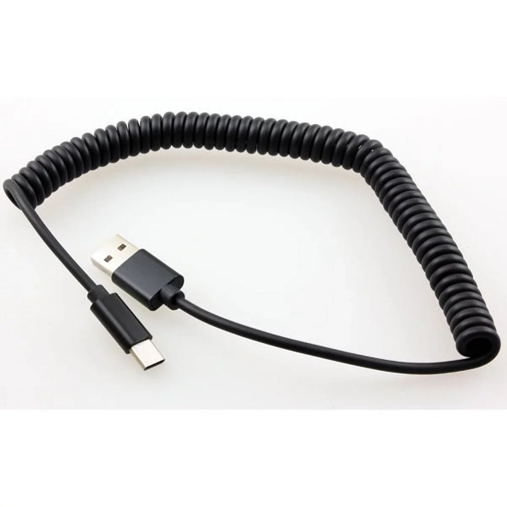 Type-C Coiled  Cable w Holster Leather Case Belt Clip V1N for Samsung Galaxy A20 - Xiaomi Redmi Note 7, Mi Mix 2 9T 9 -  Grand X4 X3, ZMax Champ, Blade X Spark, Axon 9 Pro, Max 2S