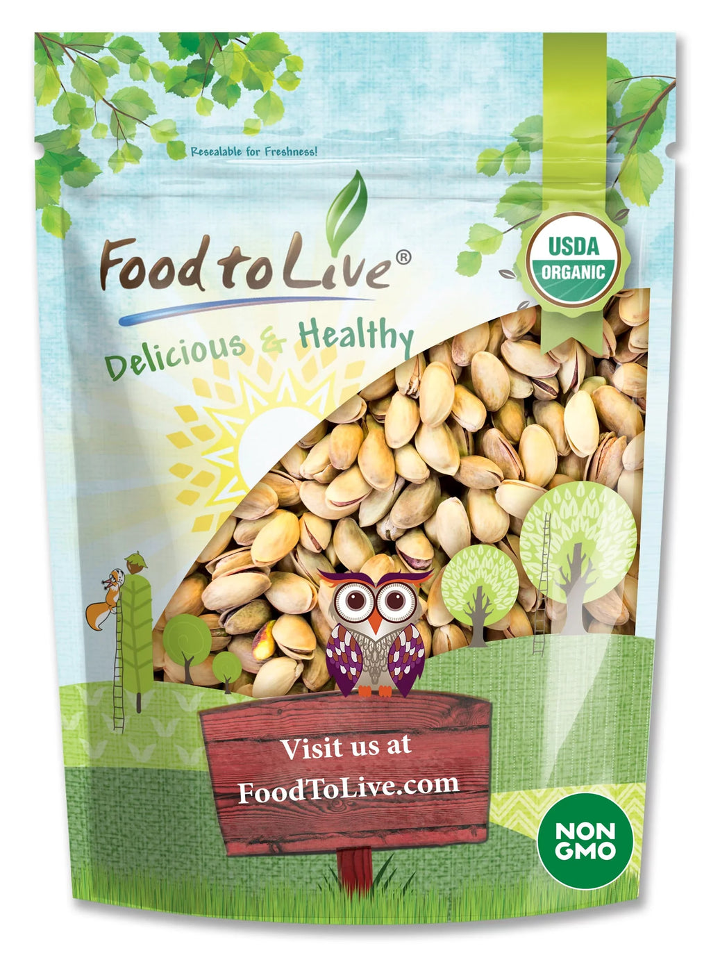 Food to Live Organic California Pistachios (In Shell, Roasted and Salted, Non-, Bulk) (2 Pounds)
