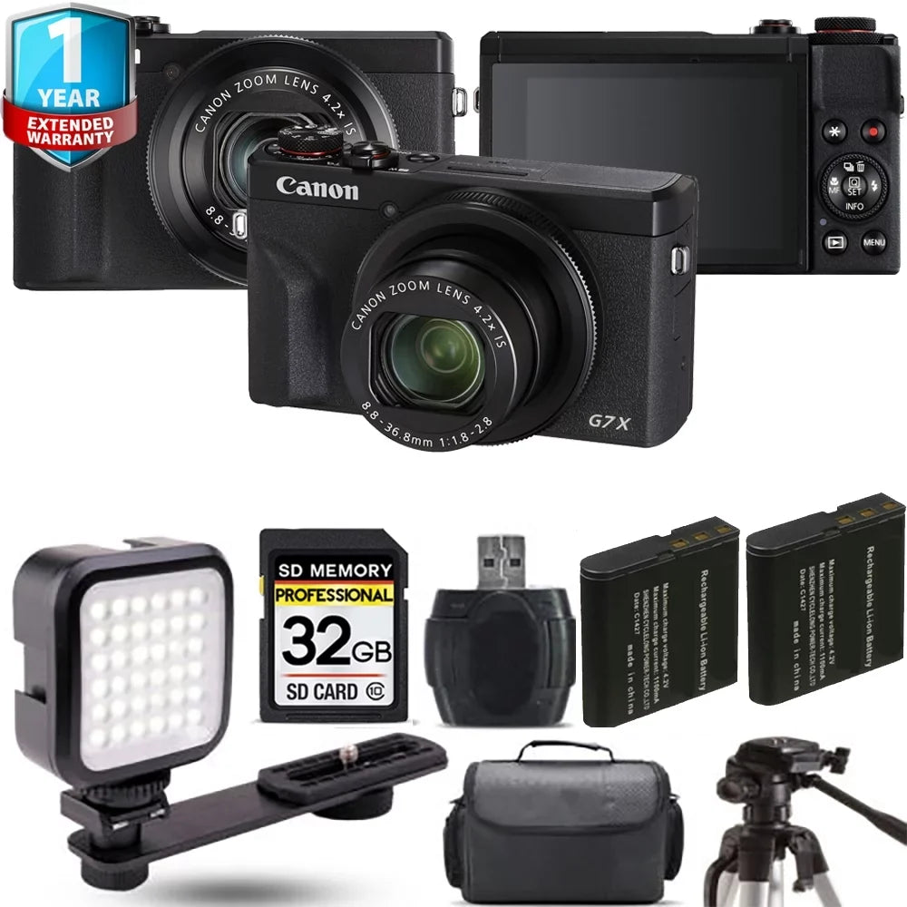 Canon PowerShot G7 X Mark  Digital Camera (Black) + Extra Battery +  +1 Yr Warranty