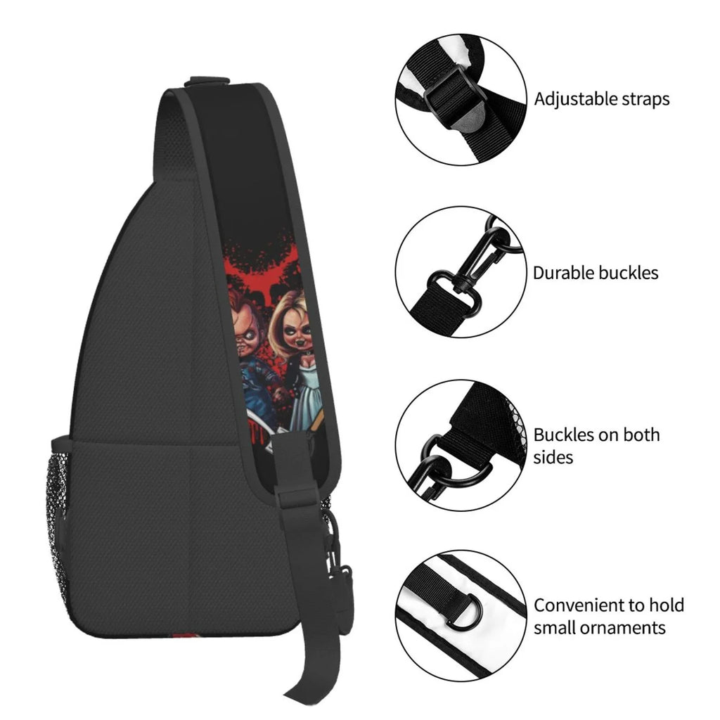 Bride Of Chucky Play Chest Bags Crossbody Sling Backpack Unisex Travel Hiking Daypack Shoulder Bag Gifts For Women Men