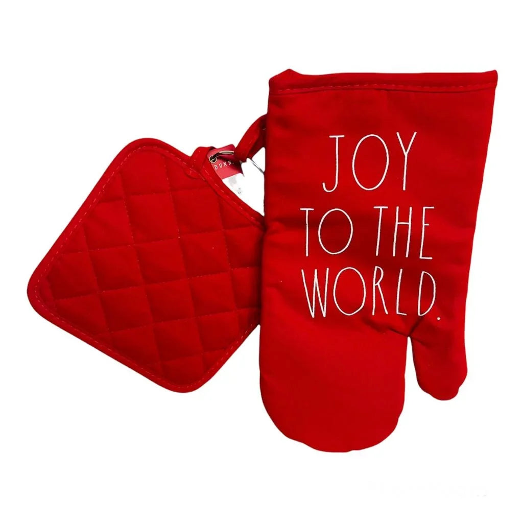 Rae Dunn Collection 2 Piece Holiday Oven Mit & Potholder Set