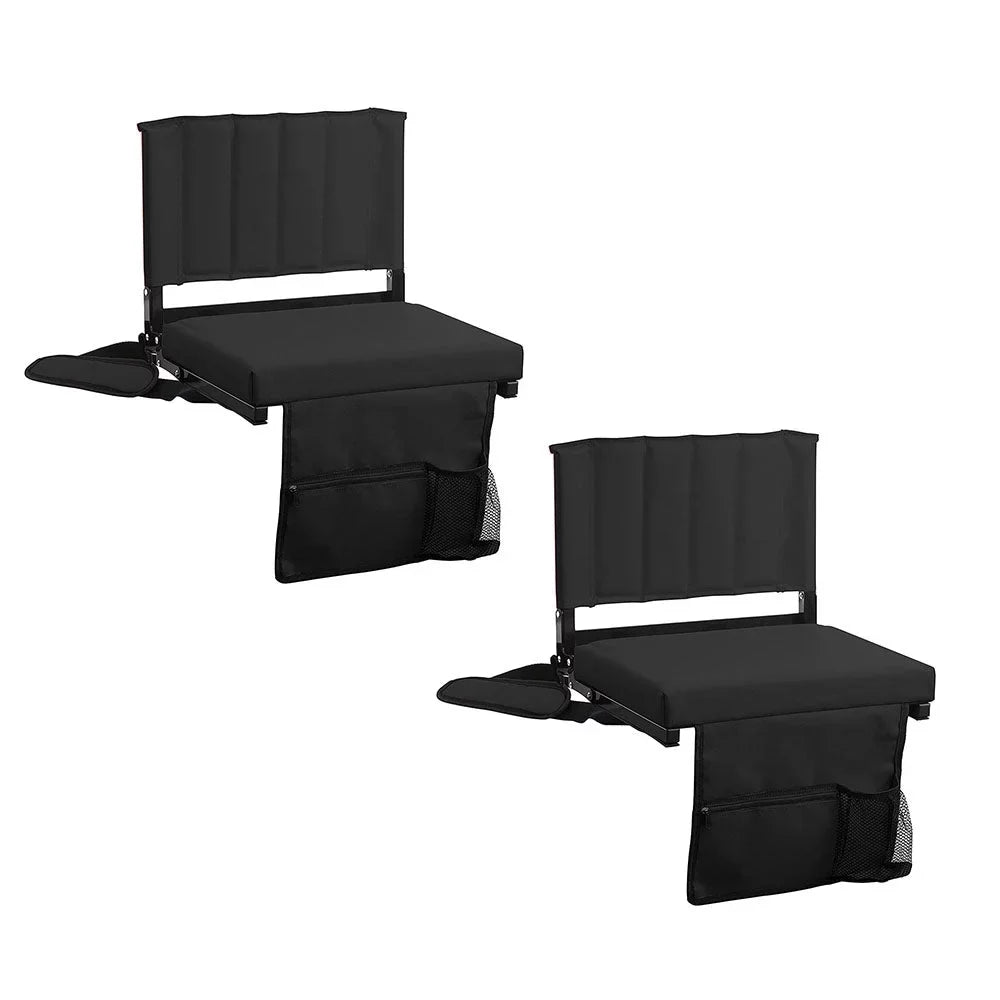 CozyBox 2-Pack of Stadium Seat for Bleachers with Padded Cushion Foldable Stadium Chairs with Strap and Cup Holder