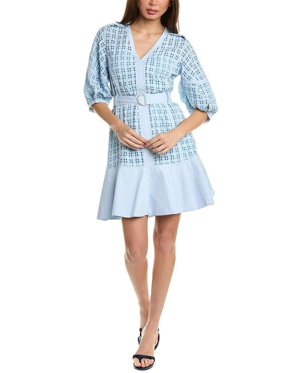 3.1 Phillip Lim womens  Taffeta Check Dress, 4, Blue