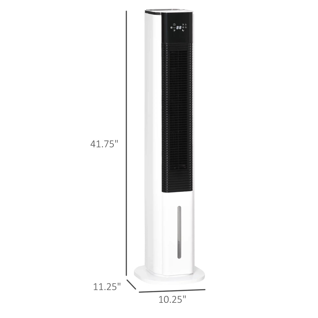 42" Portable Evaporative Air Cooler, 3-In-1 Ice Cooling Fan Humidifier with Remote, Timer, Oscillating,  Display, and 1.6 Gal Water Tank, White