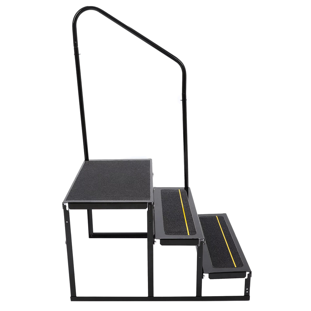 Universal 3 Steps Stairs Steel for  Travel Trailer Camper Trailer W/ Side Load Hand-railing Armrest Hand Rail