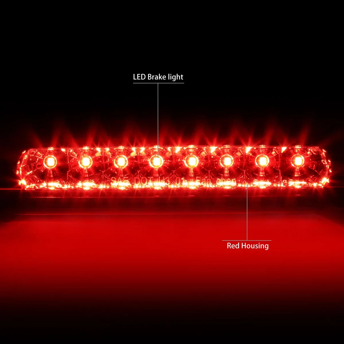 Motoring 3BL-4RUNNER03-- For 2003 to 2009 Toyota 4Runner N210 Rear  3rd Third Tail Brake Light Stop Lamp Red Housing 04 05 06 07 08