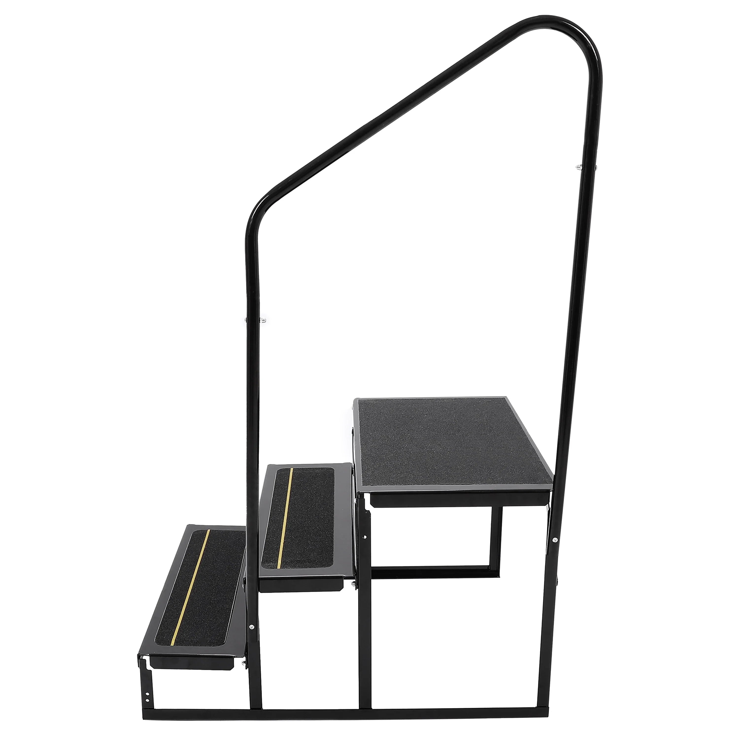 Universal 3 Steps Stairs Steel for  Travel Trailer Camper Trailer W/ Side Load Hand-railing Armrest Hand Rail