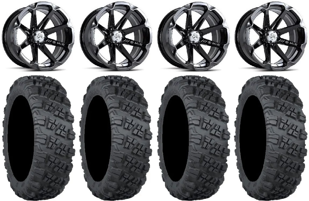 Black Diesel 14" Wheels 28" Versa Cross V3 Tires Honda Pioneer