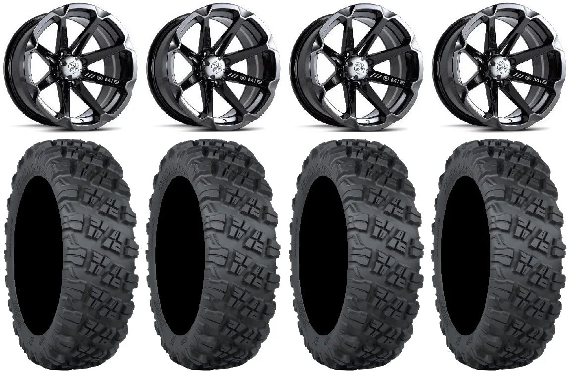 Black Diesel 14" Wheels 28" Versa Cross V3 Tires Honda Pioneer