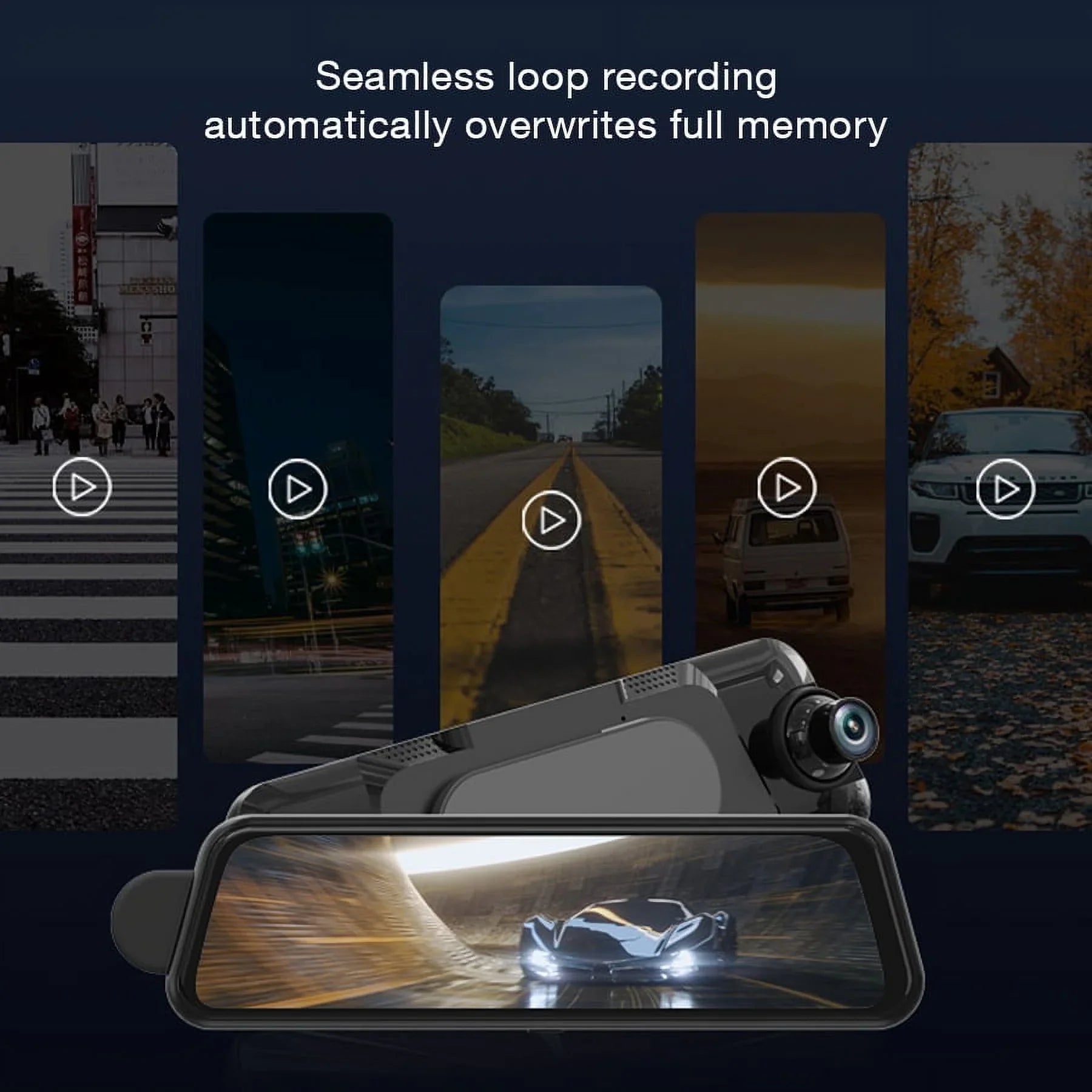 Arc4K 10" Rear-View Mirror Camera, Dual-Channel Front and Rear, Touchscreen, Parking Mode, Seamless Magnetic Mount Design