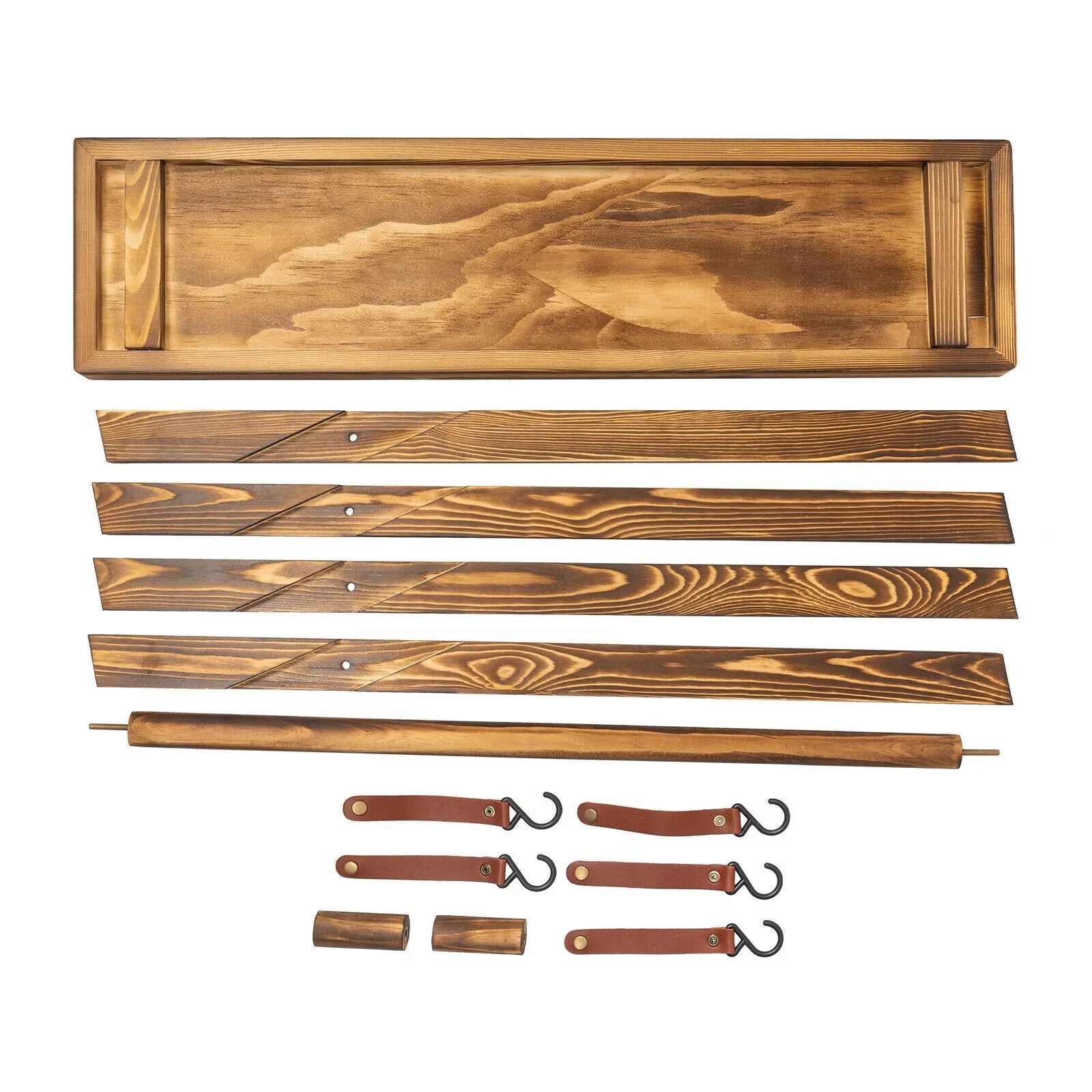 Miumaeov Wooden Portable Picnic Rack Outdoor Grill Rack Storage Table Shelf for Picnic, Camping,