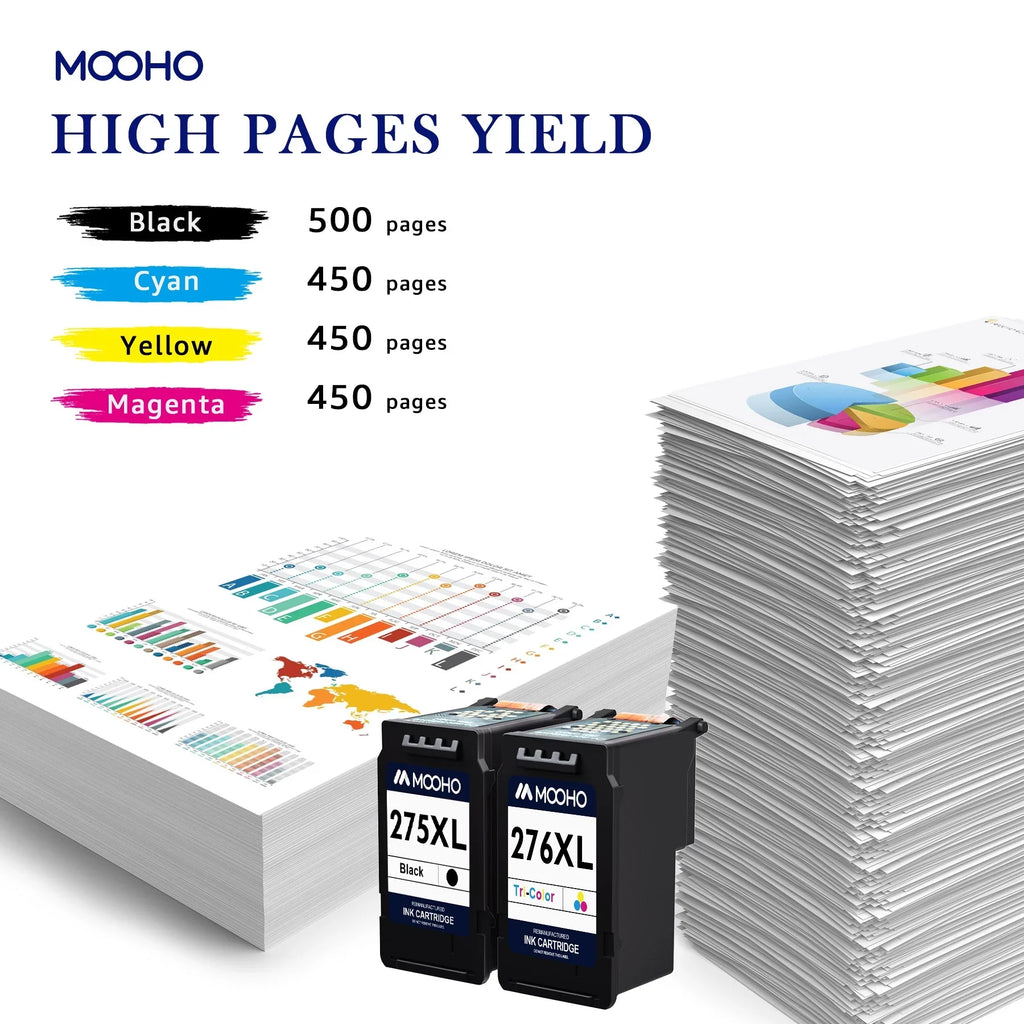'-275XL/-276XL Ink Cartridge Replacement for Canon -275 -276 275 276 Combo  Compatible with Canon  TS3520 TS3522 TS3500 TR4720 TR4722 TR4700 Printer(1 Black, 1 Color)