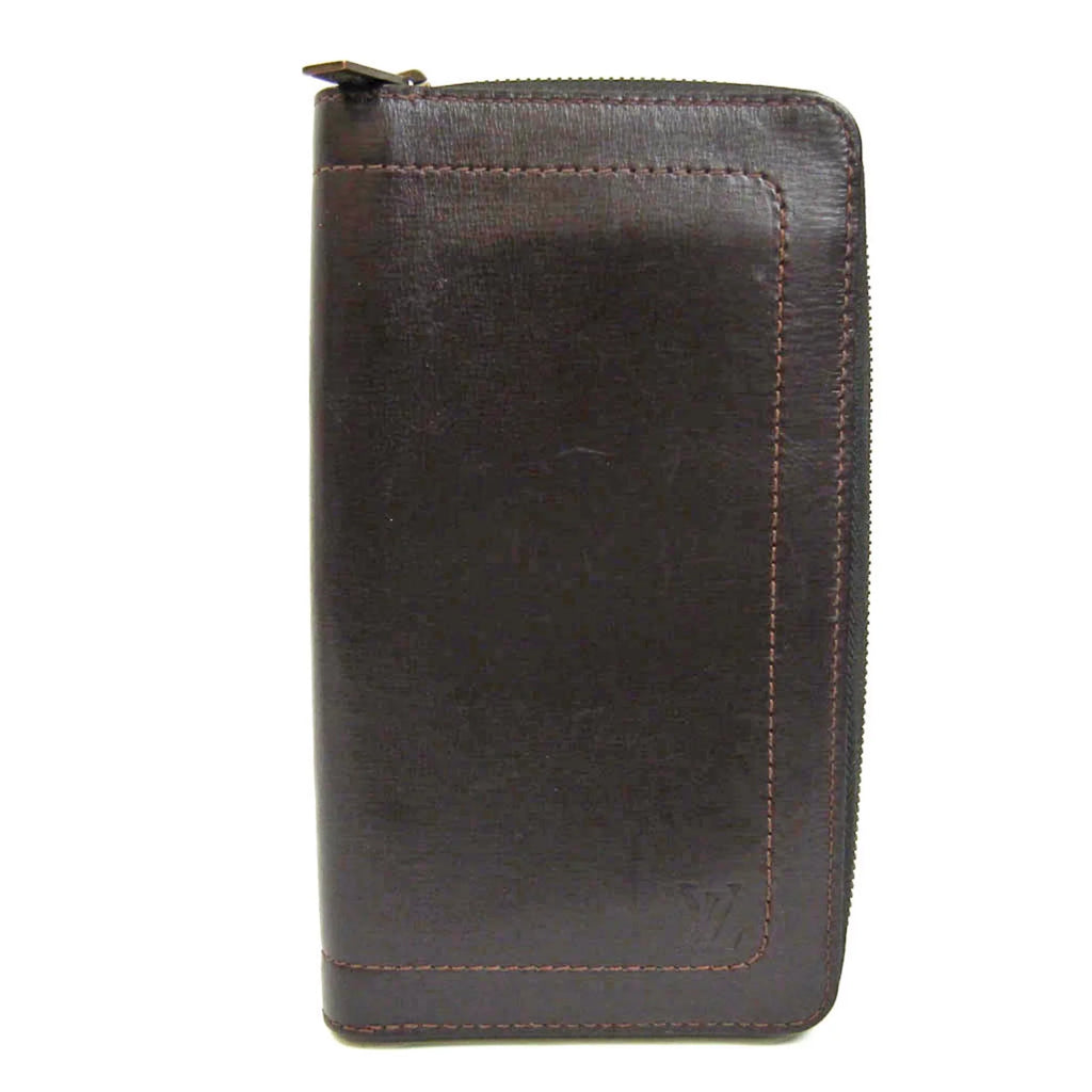 Pre-Owned Louis Vuitton Utah Zippy Organizer M97025 Men's Utah Leather Long Wallet (bi-fold) Coffee (Good)
